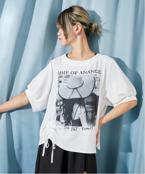 GORGE(ゴージ)の「《フォトプリント×ドロストデザイン》チュニック/モードカジュアル/春夏/全2色(その他トップス・レディース・オフホワイト/ブラック・F)」の8枚目の写真