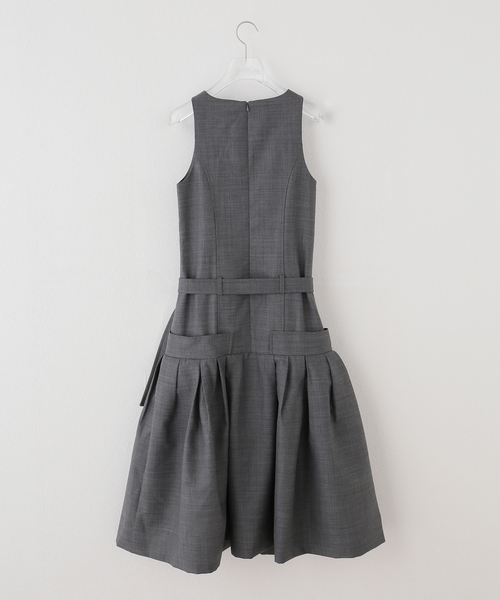 GANNI(ガニー)の「GANNI / ガニー Wool Melange Suiting Belted Long D(ワンピース・レディース・チャコールグレー・32/34)」の5枚目の写真
