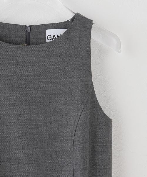 GANNI(ガニー)の「GANNI / ガニー Wool Melange Suiting Belted Long D(ワンピース・レディース・チャコールグレー・32/34)」の6枚目の写真