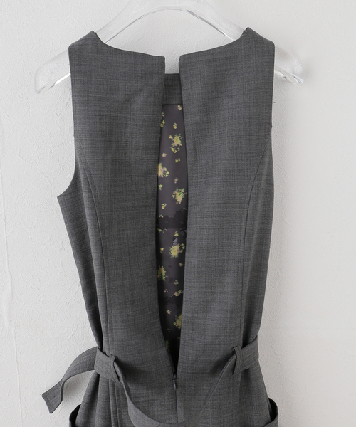 GANNI(ガニー)の「GANNI / ガニー Wool Melange Suiting Belted Long D(ワンピース・レディース・チャコールグレー・32/34)」の9枚目の写真