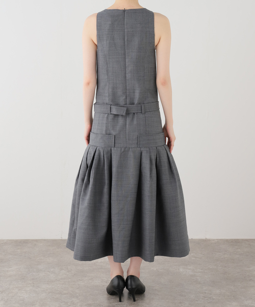 GANNI(ガニー)の「GANNI / ガニー Wool Melange Suiting Belted Long D(ワンピース・レディース・チャコールグレー・32/34)」の4枚目の写真