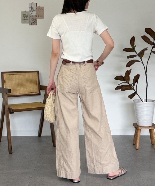 RCD（アールシーディー）の「綿麻サイド切り替えバギーパンツ（その他パンツ・レディース・チャコールグレー/ブラック/ベージュ・3L/L/LL/M/4L）」の5枚目の写真