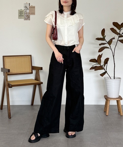 RCD（アールシーディー）の「綿麻サイド切り替えバギーパンツ（その他パンツ・レディース・チャコールグレー/ブラック/ベージュ・3L/L/LL/M/4L）」の22枚目の写真