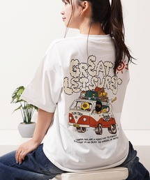 バックサガラ刺繍 プリント Tシャツ / Back-to-Back Embroidered Print T-Shirt