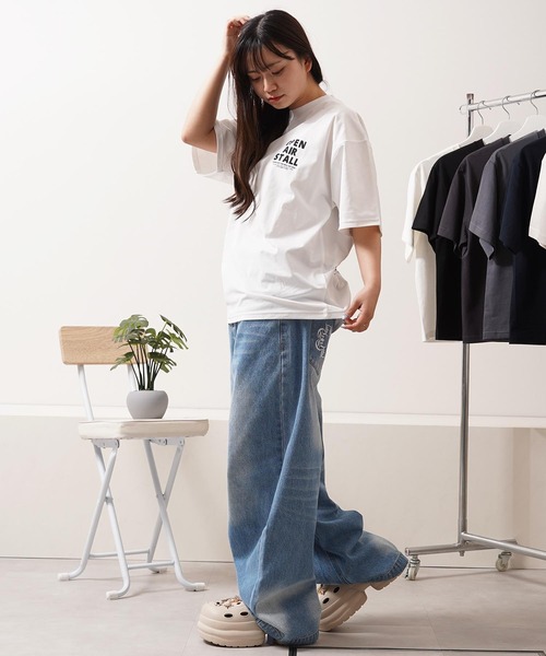 1111clothing(ワンフォークロージング)の「バックサガラ刺繍 プリント Tシャツ / Back-to-Back Embroidered Print T-Shirt(Tシャツ/カットソー・メンズ・ホワイト系3/ネイビー/ライトピンク/ターコイズブルー/ホワイト系1/ホワイト系2・M/L)」の22枚目の写真