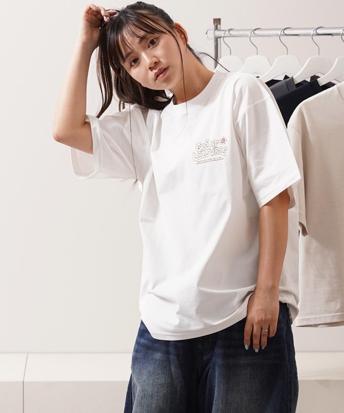1111clothing(ワンフォークロージング)の「バックサガラ刺繍 プリント Tシャツ / Back-to-Back Embroidered Print T-Shirt(Tシャツ/カットソー・メンズ・ホワイト系3/ネイビー/ライトピンク/ターコイズブルー/ホワイト系1/ホワイト系2・M/L)」の14枚目の写真