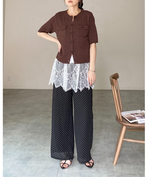 She's Closet(シーズクローゼット)の「フロント 胸ポケット 半袖 サマーニットカーディガン(カーディガン/ボレロ・レディース・ブラウン/レッド/アイボリー/杢グレー/ブラック・FREE)」の19枚目の写真