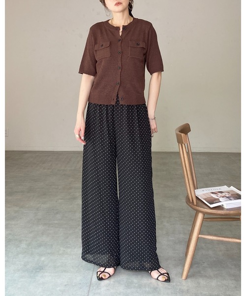 She's Closet(シーズクローゼット)の「フロント 胸ポケット 半袖 サマーニットカーディガン(カーディガン/ボレロ・レディース・ブラウン/レッド/アイボリー/杢グレー/ブラック・FREE)」の18枚目の写真