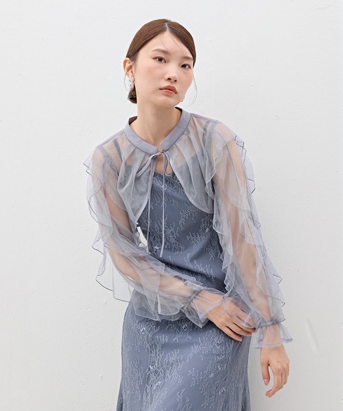 Kana(カナ)の「ボリュームラッフルフリルショートボレロ パーティー 結婚式 お呼ばれ オケージョン(カーディガン/ボレロ・レディース・ブラック/ライトグレー/ベージュ・M)」の15枚目の写真