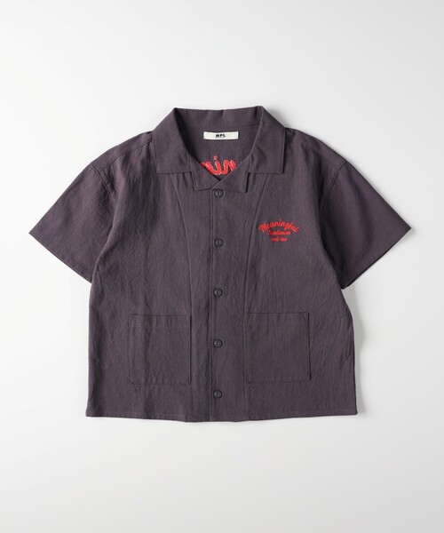 MPS(エムピーエス)の「MPS(エムピーエス)バック刺繍開襟シャツ(シャツ/ブラウス・キッズ・ブラック系/ダークブラウン系・11/12/13/14)」の3枚目の写真