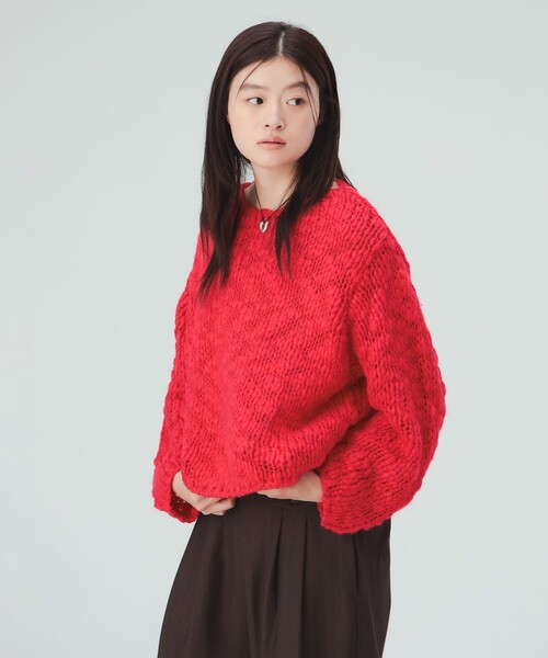 BEAMS HEART(ビームスハート)の「極太 スラブ ニット プルオーバー(ニット/セーター・レディース・ホワイト系その他5/レッド/グレー・FREE)」の9枚目の写真