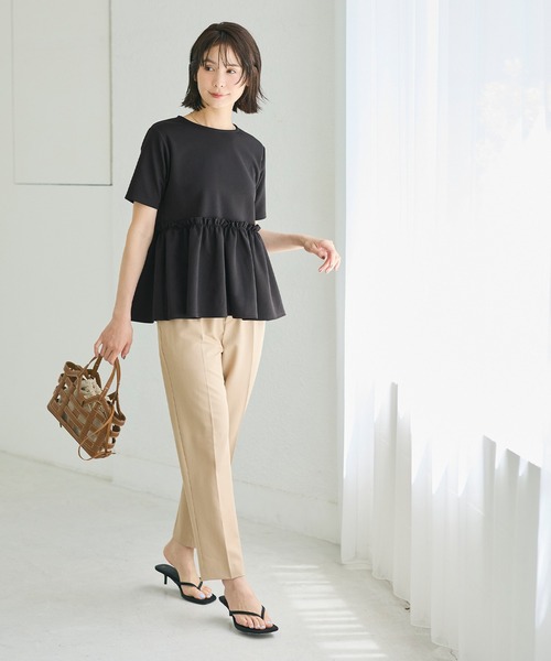 coca(coca)(コカ)の「\速乾/ライトソフトスウェットウエストギャザー切替トップス(Tシャツ/カットソー・レディース・ブラック/アイボリー・S/M/L)」の3枚目の写真