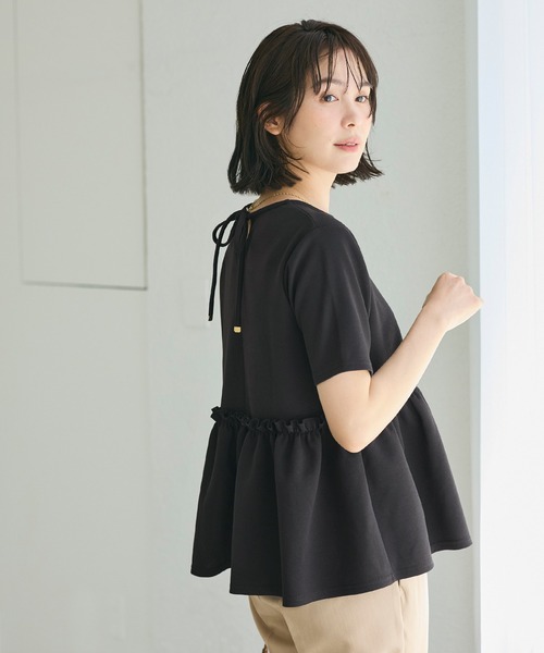 coca(coca)(コカ)の「\速乾/ライトソフトスウェットウエストギャザー切替トップス(Tシャツ/カットソー・レディース・ブラック/アイボリー・S/M/L)」の4枚目の写真