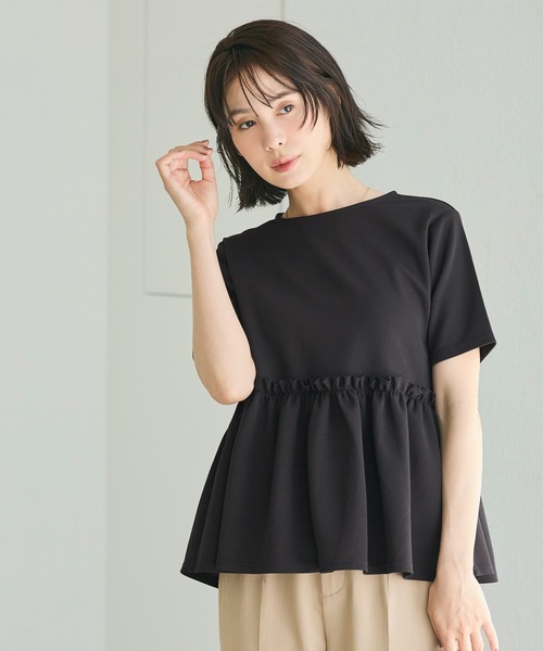 coca(coca)(コカ)の「\速乾/ライトソフトスウェットウエストギャザー切替トップス(Tシャツ/カットソー・レディース・ブラック/アイボリー・S/M/L)」の6枚目の写真