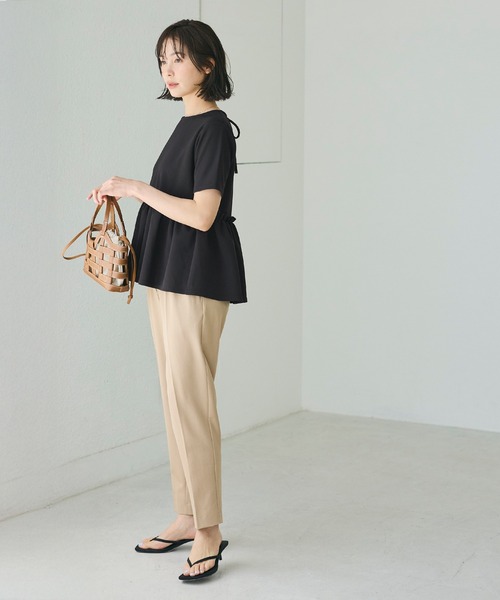 coca(coca)(コカ)の「\速乾/ライトソフトスウェットウエストギャザー切替トップス(Tシャツ/カットソー・レディース・ブラック/アイボリー・S/M/L)」の7枚目の写真