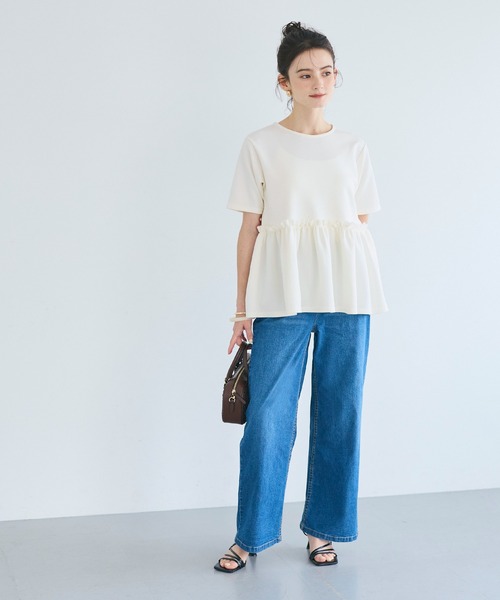 coca(coca)(コカ)の「\速乾/ライトソフトスウェットウエストギャザー切替トップス(Tシャツ/カットソー・レディース・ブラック/アイボリー・S/M/L)」の9枚目の写真