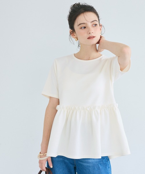 coca(coca)(コカ)の「\速乾/ライトソフトスウェットウエストギャザー切替トップス(Tシャツ/カットソー・レディース・ブラック/アイボリー・S/M/L)」の12枚目の写真