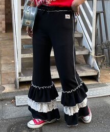 【HELLO.SANFRANCISCO/ハローサンフランシスコ】レースフリルワッフルパンツ