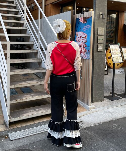 HELLO.SANFRANCISCO(ハローサンフランシスコ)の「【HELLO.SANFRANCISCO/ハローサンフランシスコ】レースフリルワッフルパンツ(その他パンツ・レディース・ブルー/ブラック・MEDIUM/SMALL)」の8枚目の写真