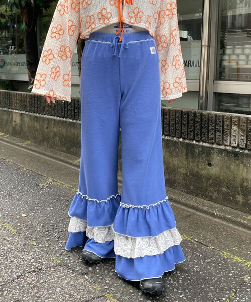 HELLO.SANFRANCISCO(ハローサンフランシスコ)の「【HELLO.SANFRANCISCO/ハローサンフランシスコ】レースフリルワッフルパンツ(その他パンツ・レディース・ブルー/ブラック・MEDIUM/SMALL)」の17枚目の写真