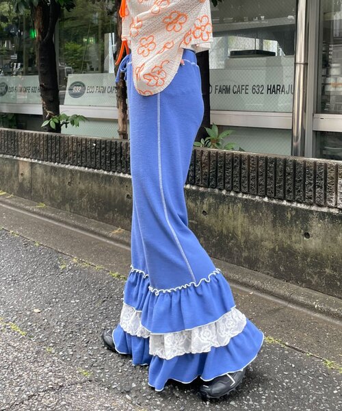 HELLO.SANFRANCISCO(ハローサンフランシスコ)の「【HELLO.SANFRANCISCO/ハローサンフランシスコ】レースフリルワッフルパンツ(その他パンツ・レディース・ブルー/ブラック・MEDIUM/SMALL)」の18枚目の写真