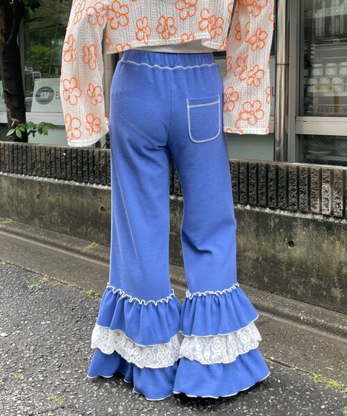 HELLO.SANFRANCISCO(ハローサンフランシスコ)の「【HELLO.SANFRANCISCO/ハローサンフランシスコ】レースフリルワッフルパンツ(その他パンツ・レディース・ブルー/ブラック・MEDIUM/SMALL)」の19枚目の写真