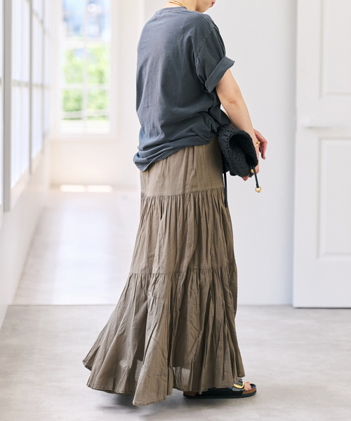 Spick & Span（スピックアンドスパン）の「コットンオーガンジーティアードスカート（スカート・レディース・ブラック/モカ/オレンジ・38/36）」の11枚目の写真