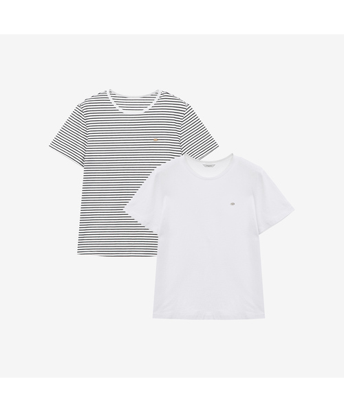 MIND BRIDGE WOMEN（マインドブリッジウーマン）の「[W][2PACK]ラウンドネックTシャツパッケージ - 3カラー（Tシャツ/カットソー・レディース・ブラックミックス/ホワイト×ブラック/ホワイト系その他・55/66）」の3枚目の写真