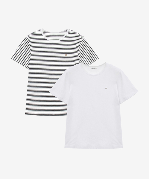 MIND BRIDGE WOMEN（マインドブリッジウーマン）の「[W][2PACK]ラウンドネックTシャツパッケージ - 3カラー（Tシャツ/カットソー・レディース・ブラックミックス/ホワイト×ブラック/ホワイト系その他・55/66）」の5枚目の写真