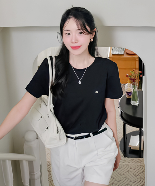 MIND BRIDGE WOMEN（マインドブリッジウーマン）の「[W][2PACK]ラウンドネックTシャツパッケージ - 3カラー（Tシャツ/カットソー・レディース・ブラックミックス/ホワイト×ブラック/ホワイト系その他・55/66）」の7枚目の写真