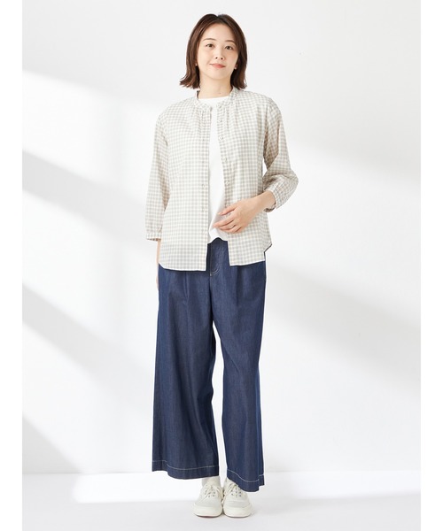 McGREGOR（マックレガー）の「バンドカラーチェックシャツ（シャツ/ブラウス・レディース・ライトブルー/ネイビー/ライトイエロー・L/M）」の5枚目の写真