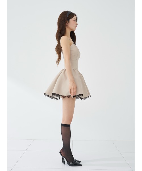 Darich(ダーリッチ)の「レースドッキングコルセットフレアミニワンピース(ワンピース・レディース・ブラック/グレー/ベージュ・FREE/FL)」の8枚目の写真
