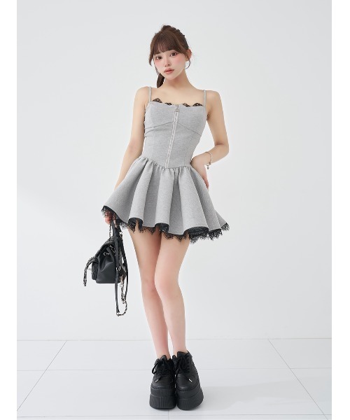Darich(ダーリッチ)の「レースドッキングコルセットフレアミニワンピース(ワンピース・レディース・ブラック/グレー/ベージュ・FREE/FL)」の10枚目の写真