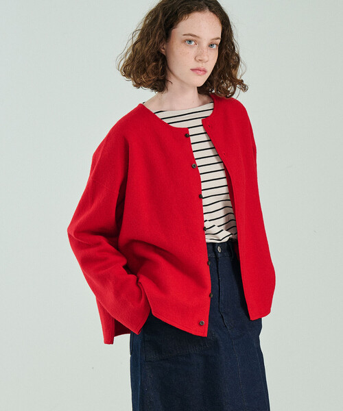 ORCIVAL(オーシバル)の「ORCIVAL | ウールジャージー カーディガン WOMEN(カーディガン/ボレロ・レディース・ダークネイビー/レッド/アイボリー・1)」の6枚目の写真