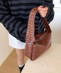 スタッズスクエアワンハンドルショルダーバッグ
