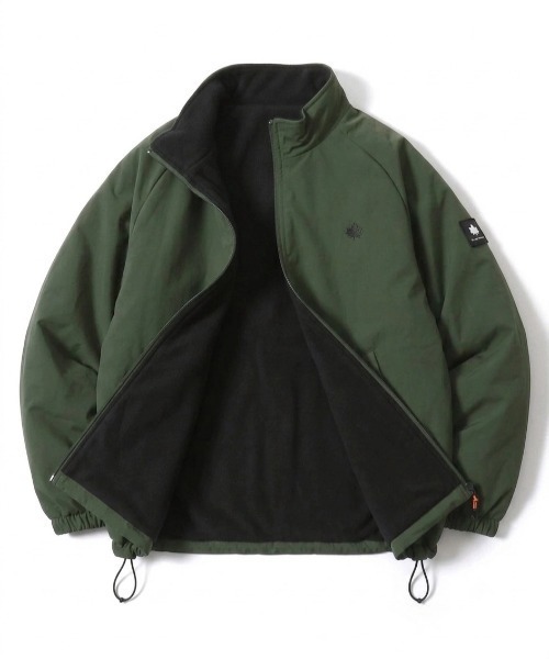 LOGOS（ロゴス）の「2026AW LOGOS/ロゴス ナイロン 撥水 裏配色フリース 2WAY リバーシブル スタンドブルゾン レディース メンズ ジャケット（ブルゾン・メンズ・グリーン/ブラック/ベージュ・M/L/LL）」の3枚目の写真
