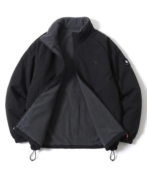 LOGOS（ロゴス）の「2026AW LOGOS/ロゴス ナイロン 撥水 裏配色フリース 2WAY リバーシブル スタンドブルゾン レディース メンズ ジャケット（ブルゾン・メンズ・グリーン/ブラック/ベージュ・M/L/LL）」の2枚目の写真