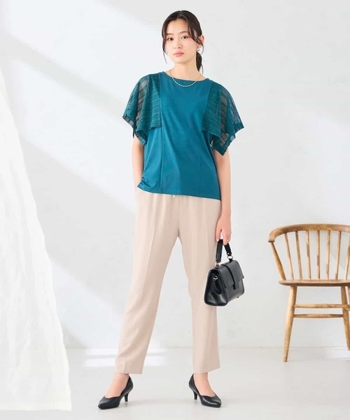 a.v.v(アーヴェヴェ)の「【接触冷感/UVカット】幾何レースフレアスリーブトップス(Tシャツ/カットソー・レディース・ホワイト/ブラック/グリーン/ブラウン・36/38/40)」の21枚目の写真