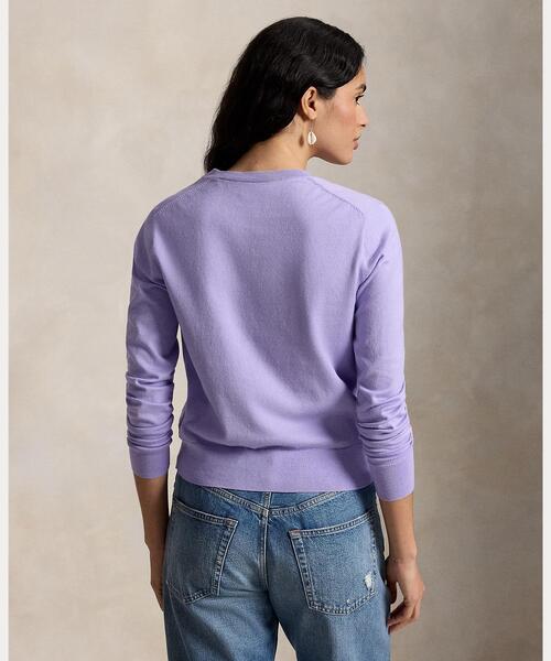 POLO RALPH LAUREN(ポロ ラルフ ローレン)の「コットン クルーネック カーディガン(ニット/セーター・レディース・パープル・S/M/XS/L)」の4枚目の写真