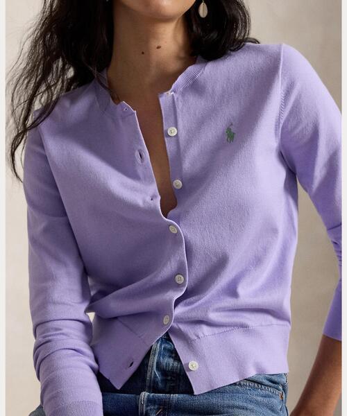 POLO RALPH LAUREN(ポロ ラルフ ローレン)の「コットン クルーネック カーディガン(ニット/セーター・レディース・パープル・S/M/XS/L)」の7枚目の写真
