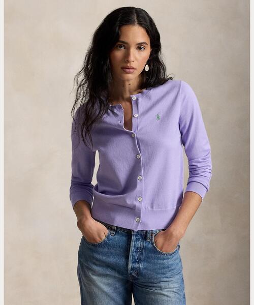 POLO RALPH LAUREN(ポロ ラルフ ローレン)の「コットン クルーネック カーディガン(ニット/セーター・レディース・パープル・S/M/XS/L)」の2枚目の写真