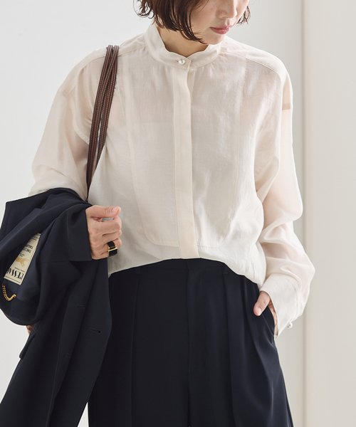 journal standard L'essage(ジャーナルスタンダードレサージュ)の「パールボタンドレスシャツ(シャツ/ブラウス・レディース・ブラック系その他/ホワイト系その他・FREE)」の5枚目の写真