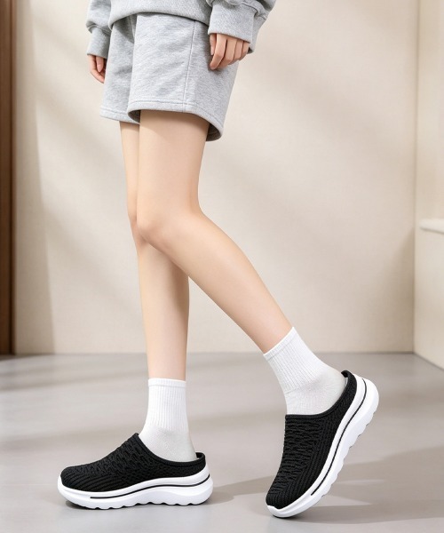 Miniministore(ミニミニストア)の「メッシュ厚底スリッポンニットサボサンダル(スリッポン・レディース・ライトグレー/ブラック・23.5cm/23.0cm/24.5cm/24.0cm/25.0cm)」の10枚目の写真