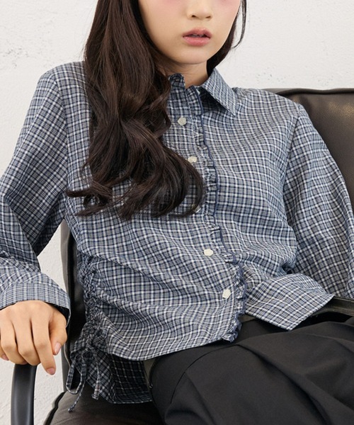 FCMM(エフシーエムエム)の「CHECK BLOUSE LS / チェックブラウスLS(シャツ/ブラウス・レディース・その他/ネイビー/ブルー・SMALL/MEDIUM)」の1枚目の写真