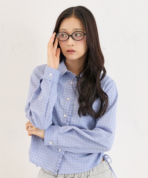 FCMM(エフシーエムエム)の「CHECK BLOUSE LS / チェックブラウスLS(シャツ/ブラウス・レディース・その他/ネイビー/ブルー・SMALL/MEDIUM)」の2枚目の写真