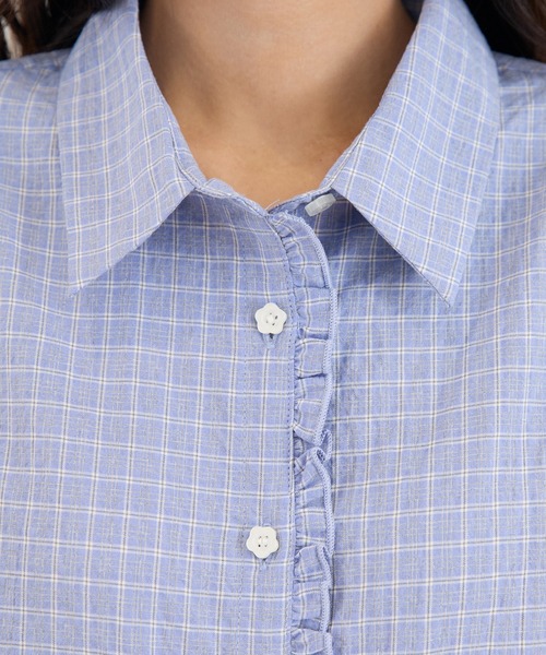 FCMM(エフシーエムエム)の「CHECK BLOUSE LS / チェックブラウスLS(シャツ/ブラウス・レディース・その他/ネイビー/ブルー・SMALL/MEDIUM)」の6枚目の写真
