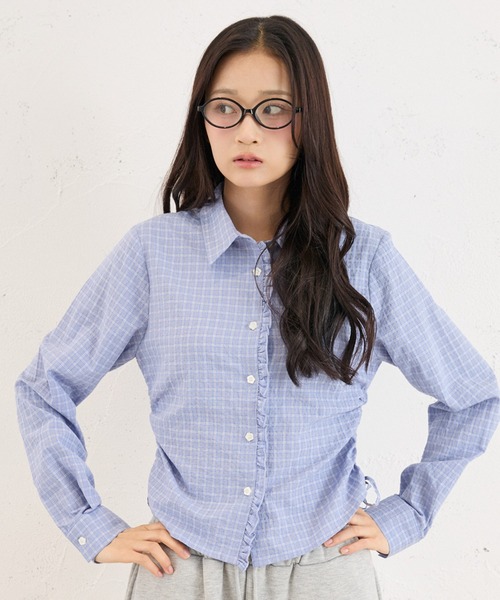 FCMM(エフシーエムエム)の「CHECK BLOUSE LS / チェックブラウスLS(シャツ/ブラウス・レディース・その他/ネイビー/ブルー・SMALL/MEDIUM)」の4枚目の写真