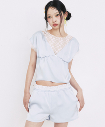LACE LAYERED SHORTS_LIGHT BLUE