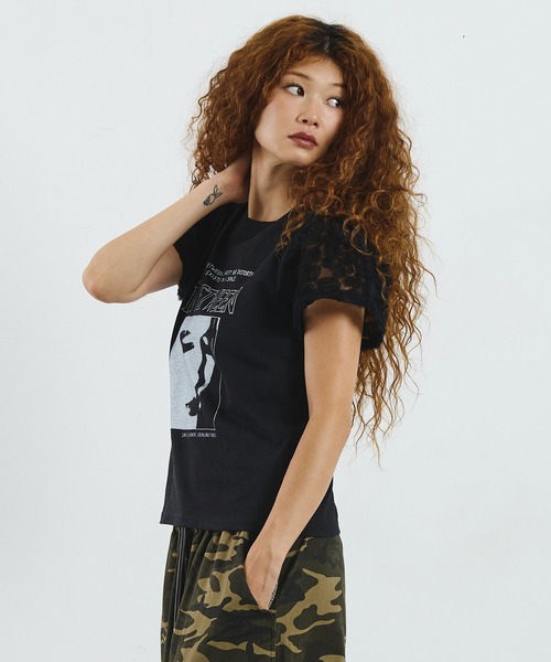 ROSE BUD(ローズバッド)の「OKIRAKU×ROSEBUD/LACE SLEEVE GRAPHIC TOP(Tシャツ/カットソー・レディース・ブラック/オートミール・ONE SIZE)」の12枚目の写真