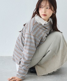 LAVEANGE | マルチボーダーボートネックプルオーバー｜長袖/カットソー/ゆったり/大人カジュアル(Tシャツ/カットソー)